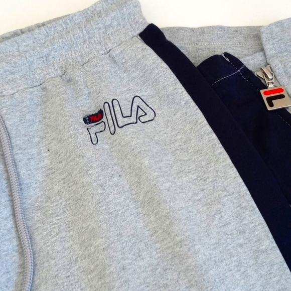 *Relisted* Fila Grey Blue Racer Stripes 3/4 "Zip Leg" Wide Leg Sweatpant Pants S - Picture 9 of 16